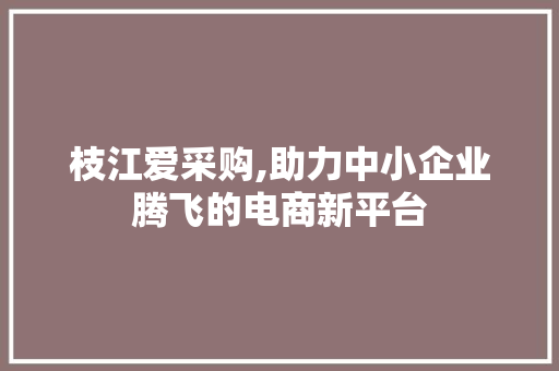 枝江爱采购,助力中小企业腾飞的电商新平台
