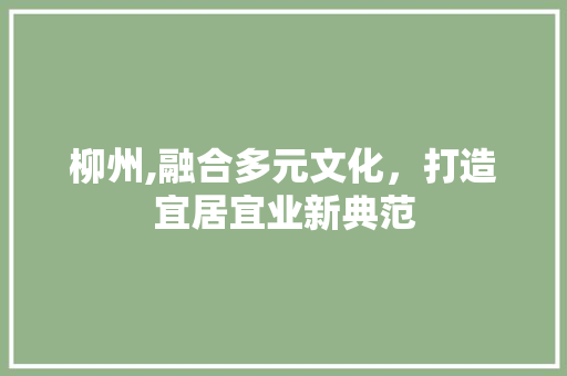 柳州,融合多元文化，打造宜居宜业新典范