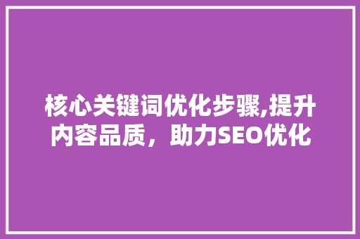 核心关键词优化步骤,提升内容品质，助力SEO优化