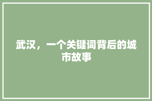 武汉，一个关键词背后的城市故事