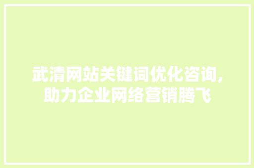武清网站关键词优化咨询,助力企业网络营销腾飞