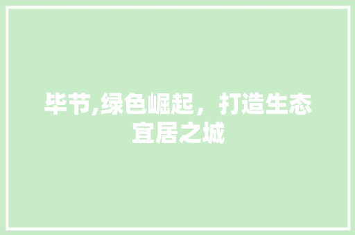 毕节,绿色崛起，打造生态宜居之城