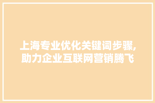 上海专业优化关键词步骤,助力企业互联网营销腾飞
