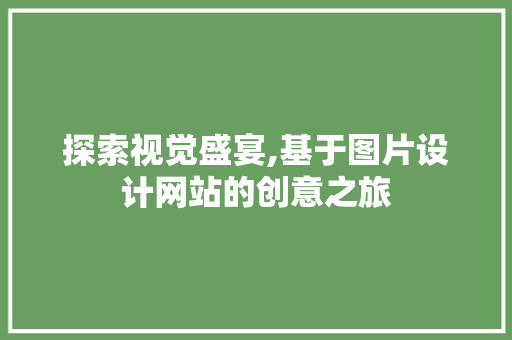 探索视觉盛宴,基于图片设计网站的创意之旅 后端技术