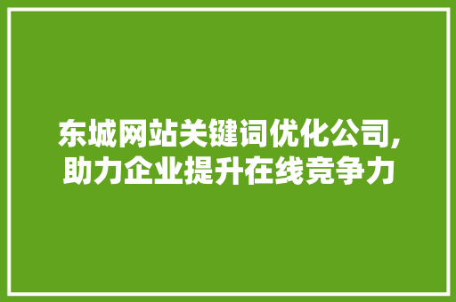 东城网站关键词优化公司,助力企业提升在线竞争力