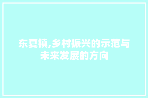 东夏镇,乡村振兴的示范与未来发展的方向