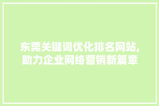 东莞关键词优化排名网站,助力企业网络营销新篇章