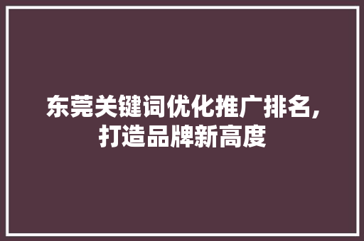 东莞关键词优化推广排名,打造品牌新高度
