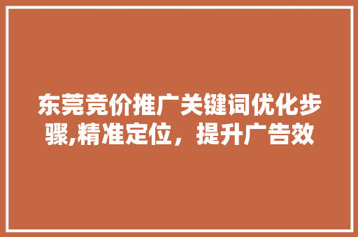东莞竞价推广关键词优化步骤,精准定位，提升广告效果