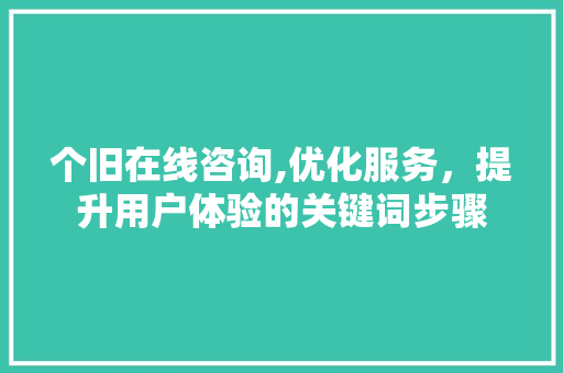 个旧在线咨询,优化服务，提升用户体验的关键词步骤