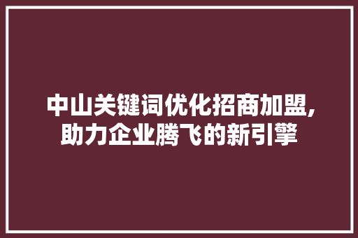 中山关键词优化招商加盟,助力企业腾飞的新引擎