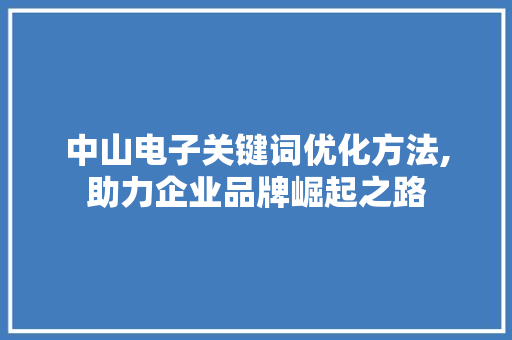 中山电子关键词优化方法,助力企业品牌崛起之路
