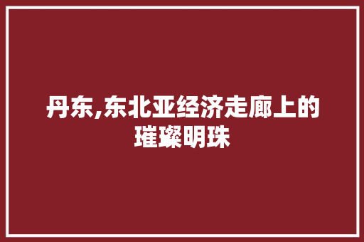 丹东,东北亚经济走廊上的璀璨明珠