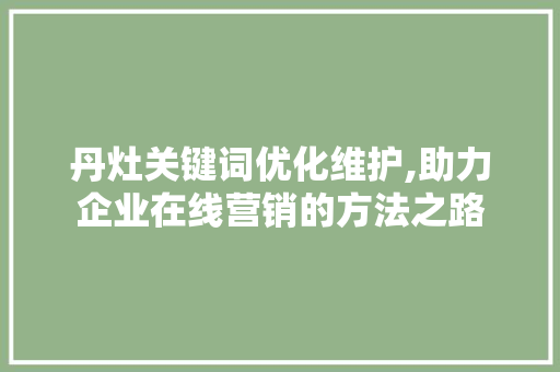 丹灶关键词优化维护,助力企业在线营销的方法之路