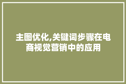 主图优化,关键词步骤在电商视觉营销中的应用
