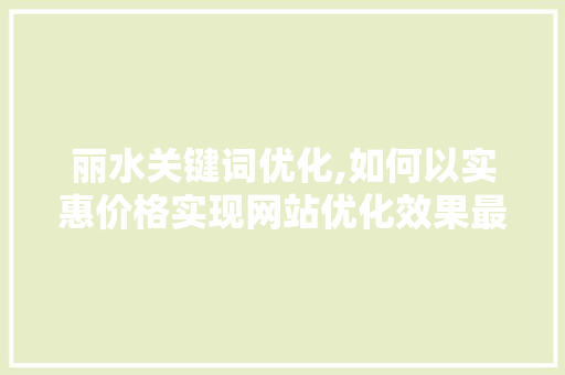 丽水关键词优化,如何以实惠价格实现网站优化效果最大化