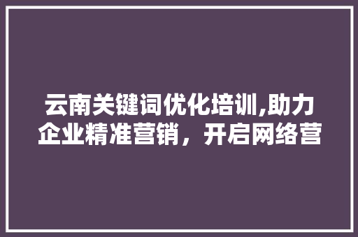 云南关键词优化培训,助力企业精准营销，开启网络营销新篇章