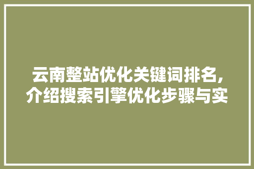云南整站优化关键词排名,介绍搜索引擎优化步骤与实战方法