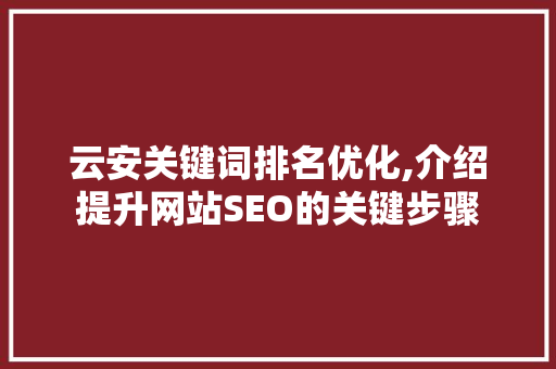 云安关键词排名优化,介绍提升网站SEO的关键步骤