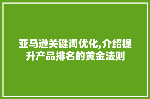 亚马逊关键词优化,介绍提升产品排名的黄金法则