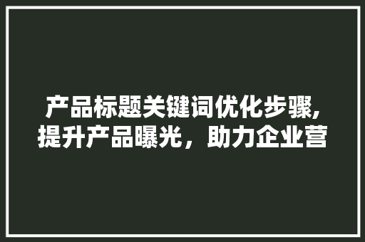 产品标题关键词优化步骤,提升产品曝光，助力企业营销