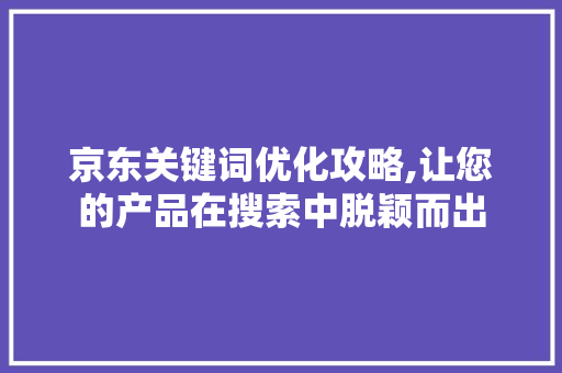 京东关键词优化攻略,让您的产品在搜索中脱颖而出