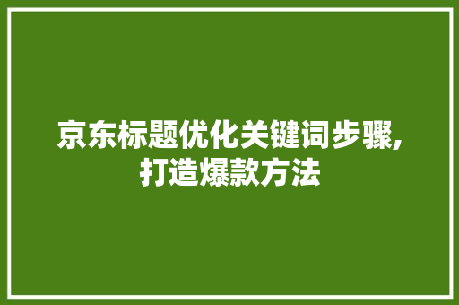 京东标题优化关键词步骤,打造爆款方法