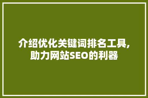 介绍优化关键词排名工具,助力网站SEO的利器