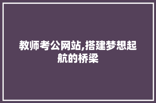 教师考公网站,搭建梦想起航的桥梁