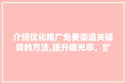 介绍优化推广免费渠道关键词的方法,提升曝光率，扩大影响力