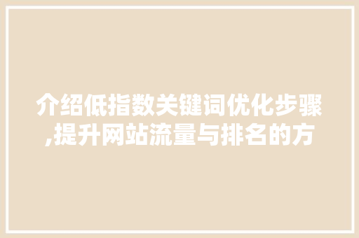 介绍低指数关键词优化步骤,提升网站流量与排名的方法