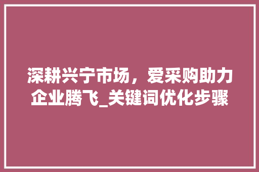 深耕兴宁市场，爱采购助力企业腾飞_关键词优化步骤全分析
