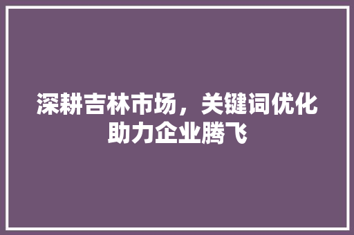 深耕吉林市场，关键词优化助力企业腾飞