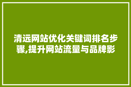清远网站优化关键词排名步骤,提升网站流量与品牌影响力的方法