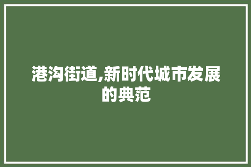 港沟街道,新时代城市发展的典范