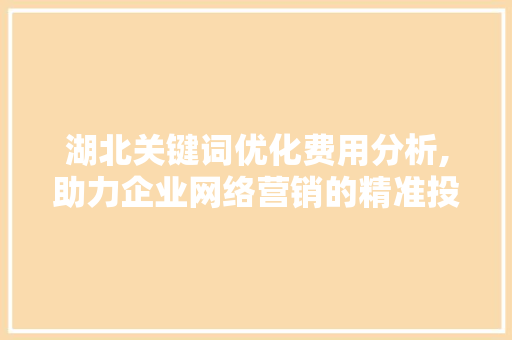 湖北关键词优化费用分析,助力企业网络营销的精准投资
