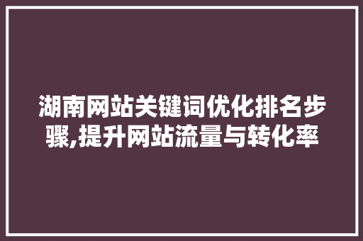 湖南网站关键词优化排名步骤,提升网站流量与转化率
