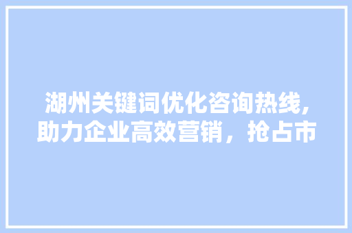 湖州关键词优化咨询热线,助力企业高效营销，抢占市场先机