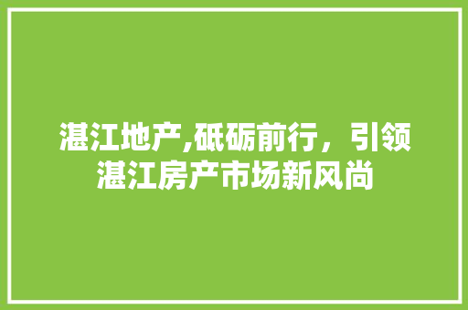 湛江地产,砥砺前行，引领湛江房产市场新风尚