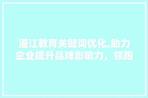 湛江教育关键词优化,助力企业提升品牌影响力，领跑行业新风向