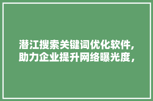 潜江搜索关键词优化软件,助力企业提升网络曝光度，抢占市场先机
