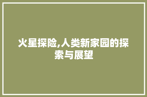 火星探险,人类新家园的探索与展望