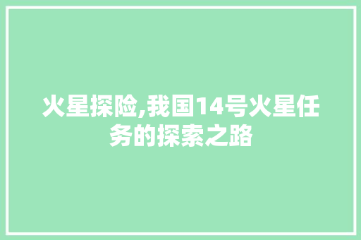 火星探险,我国14号火星任务的探索之路