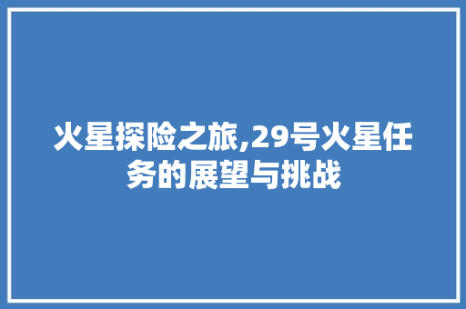 火星探险之旅,29号火星任务的展望与挑战