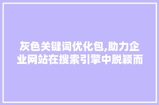 灰色关键词优化包,助力企业网站在搜索引擎中脱颖而出