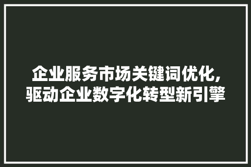 企业服务市场关键词优化,驱动企业数字化转型新引擎
