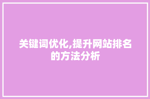 关键词优化,提升网站排名的方法分析
