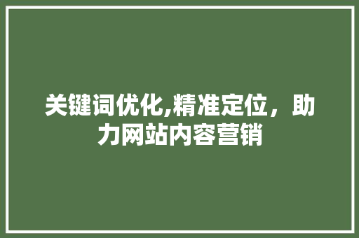 关键词优化,精准定位，助力网站内容营销