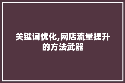 关键词优化,网店流量提升的方法武器