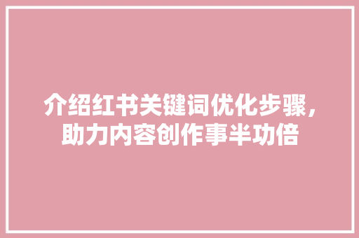 介绍红书关键词优化步骤，助力内容创作事半功倍